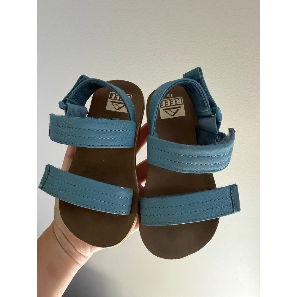 Reef Little Ahi Blue Adjustable Double Strap Sandals Kids Size 7/8
